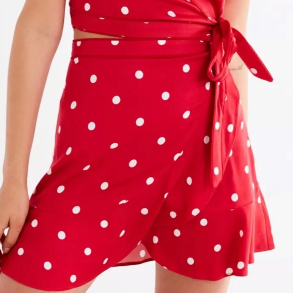 Urban outfitters red polka dot wrap skirt!